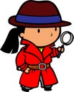 High quality vector of little girl wearing detective costume