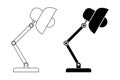 Work lamp illustration vector set with outline and solid black silhouette for office workspace lighting design isolated graphic Royalty Free Stock Photo