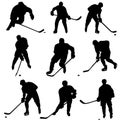 Ice Hockey Silhouette Pack Royalty Free Stock Photo