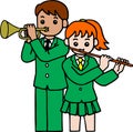 High quality vector of student couple playing orchestral music