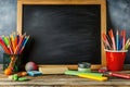 Back to School Supplies and Chalkboard Education and Learning Concept Royalty Free Stock Photo