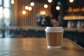 High Quality Visual of Coffee Cup Stands Out in a Softfocused Cafe Backdrop Royalty Free Stock Photo