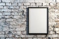 Blank Poster Frame on Grunge White Brick Wall Royalty Free Stock Photo
