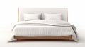 High Quality White Bed With Simple Wooden Headboard Royalty Free Stock Photo