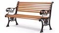 High Quality Wrought Iron And Wooden Park Bench On White Background Royalty Free Stock Photo