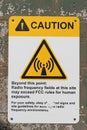 High Radio Frequency Fields Warning Sign On Block Wall Royalty Free Stock Photo