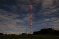 High radio tower at night Royalty Free Stock Photo