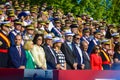 High ranking Spanish military personnel and partners during the National Day military parade in Madrid Spain