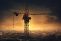 High-reaching Tower crane sky. Generate Ai Royalty Free Stock Photo