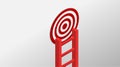 High red staircase ladder to the top and aim goal target. Isometric vector illustration. The concept unique achievement of success Royalty Free Stock Photo