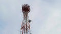 High Red Tower in the blue sky for telecommunicatoon function Royalty Free Stock Photo