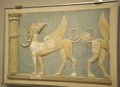 High Relief fresco depicting the Griffins tenthered to the Column from the Knossos Palace Royalty Free Stock Photo