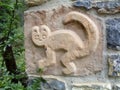 Monkey carved in stone, Chachapoyas culture, Leymebamba, Chachapoyas, Amazonas, Peru, South America