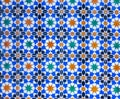 high res close up of historical vibrant colorful shining arabesque tiled wall in Cairo