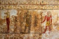 high res colored ancient Egyptian Wallpainting with gods from a tomb