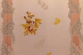 High res elegant pale light pink hand stitched floral designs vintage victorian fabric wallpaper background extreme close up