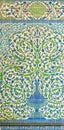 high res historical vibrant colorful shining floral and arabesque tiled wall with geometric decorative patterns from Cairo