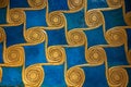 high res Intense elegant multicolor blue and gold smooth painted Egyptian stucco wall with geometrical patterns