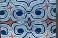 High res pale multicolor intricate hand stitched totem like designs native American Indians fabric background