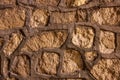 high res of a pale, smooth irregular light and dark brown horizontal limestone wall