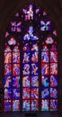 vertical church colorful Stained Glass Window with Religious Scene background Royalty Free Stock Photo