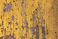 High res weathered golden yellow stained wooden fence with vertical wood grains extreme close up detail texture background Royalty Free Stock Photo