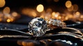 Luxurious Diamond Jewelry on Velvet Cushion: Captivating Elegance at Sunset Royalty Free Stock Photo