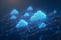 Abstract Cloud Computing Infrastructure with Data Flow and Digital Network Royalty Free Stock Photo