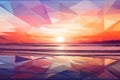 Captivating Geometric Sunset: Tranquil and Serene Beachscape