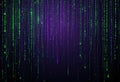 Futuristic Digital Concept Illustration Glowing Green Code Dark Purple Background - Technology Royalty Free Stock Photo