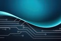 Modern Abstract Digital Illustration Flowing Wave Circuit Pattern Blue Gradient Background - Royalty Free Stock Photo