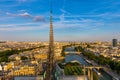 High resolution aerial panorama of Paris, France taken from the Notre Dame Cathedral before the destructive fire of 15.04.2019. Royalty Free Stock Photo