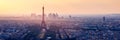 High resolution aerial panorama of Paris, France taken from the Notre Dame Cathedral before the destructive fire of 15.04.2019. Royalty Free Stock Photo