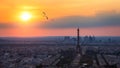 High resolution aerial panorama of Paris, France taken from the Notre Dame Cathedral before the destructive fire of 15.04.2019. Royalty Free Stock Photo