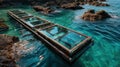 Aerial View of Modular Floating Solar-Powered Units in Crystal Clear Water Royalty Free Stock Photo
