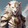 Anthropomorphic White Lion God - Dnd 5e Digital Painting Royalty Free Stock Photo