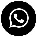 Black & white whatsapp logo icon