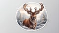 High Resolution christmas reindeer sticker white outline