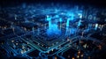 High resolution clear empty space background with futuristic cybernetic circuit design