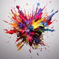 Vibrant Paint Explosion: Captivating Colors in Mid-Air Royalty Free Stock Photo