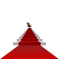 Concept conceptual 3d red carpet stair climbing to leader