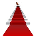 3d red carpet stair climbing to leader chair on top