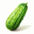 Beautiful Cucumber Illustration In Realistic Impressionism Style