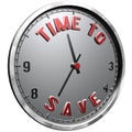 3D Illustration Clock Face with text Time To Save Royalty Free Stock Photo