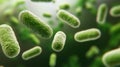 High-resolution 3D illustration of green bacteria cells in motion Royalty Free Stock Photo