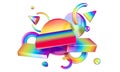 Abstract composition with 3D objects in all colors gradients Royalty Free Stock Photo