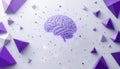 Modern Abstract Digital Illustration Purple Brain Surrounded Geometric Shapes Light Background - Royalty Free Stock Photo