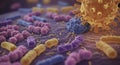 Microscopic View of Bacteria and Virus Infection: Detailed 3D Render of Microbial Colony Royalty Free Stock Photo