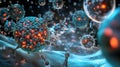 High-Resolution 3D Rendering of Viruses Infecting Human Cells Royalty Free Stock Photo