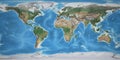 High resolution detailed map of the Earth and land borders